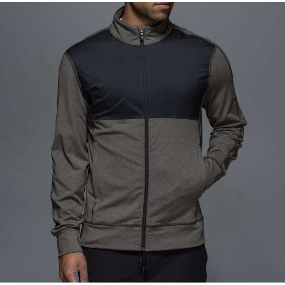 Lululemon Mens Post Session Jacket Size‎ XL Full Zip Luon Heather Camo Black